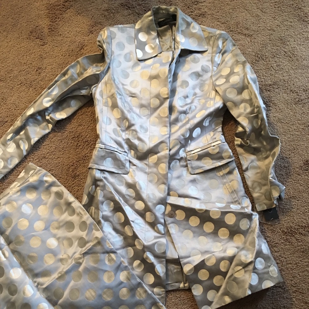 Context silver polka dot skirt suit NWT size 2